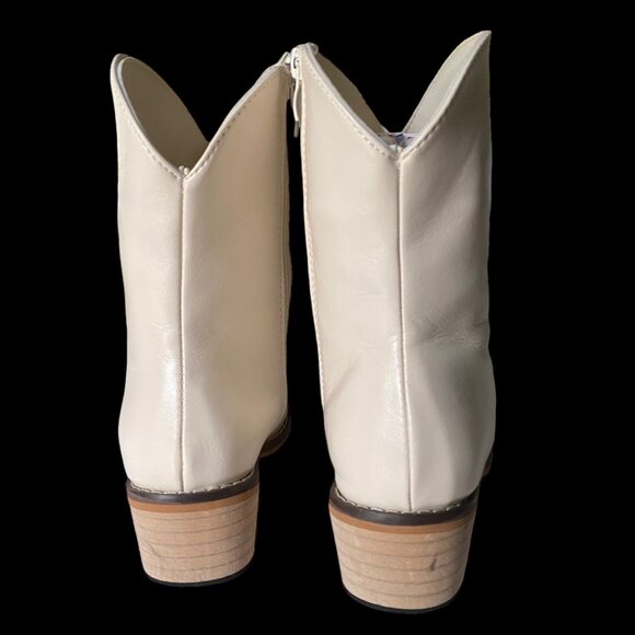 Ankle Bootie Women's Size 35 US 4. 5 Polyurethane Cream Zipper Pointed Toe - Picture 4 of 16